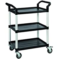T-EQUIP - Carro de servicio con 3 estantes y capacidad de carga de 180 kg- 80 x 48 x 100 cm (negro)